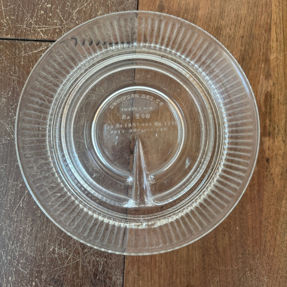 Vintage Anderson Box Co No 540‎ Glass Chicken Waterer Base Indianapolis Indiana